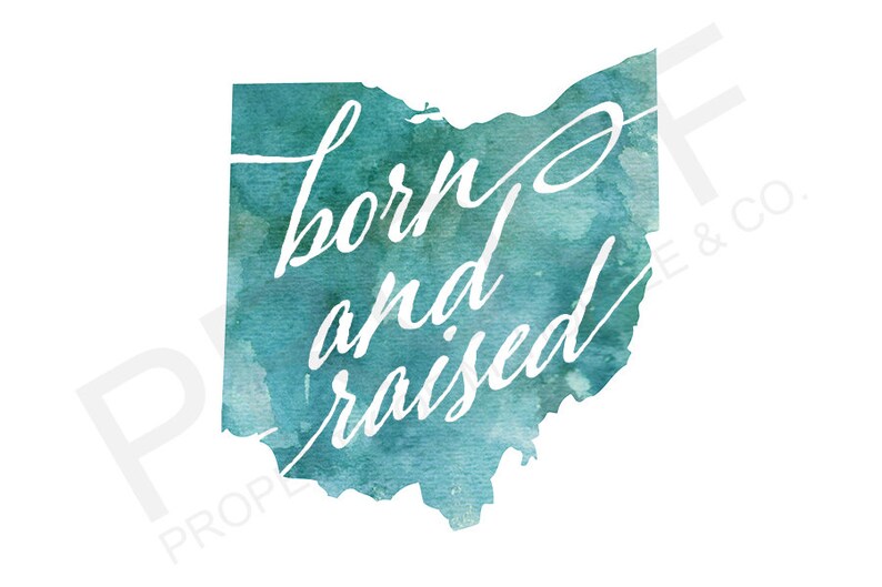 Ohio Watercolor Born & Raised Postcard image 1