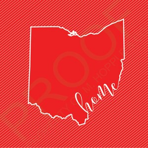 Ohio Home Red & White Art Print