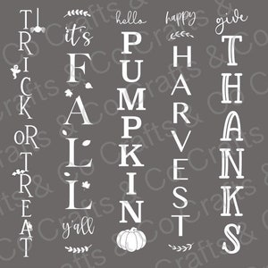 SVG Bundle Trick or Treat, It&#39;s Fall Y&#39;all, Hello Pumpkin, Happy Harvest, Give Thanks, Fall Porch Leaner Sign, Digital File