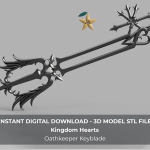 Kingdom Hearts Oathkeeper Keyblade 3' long 3D Model STL file for Cosplay