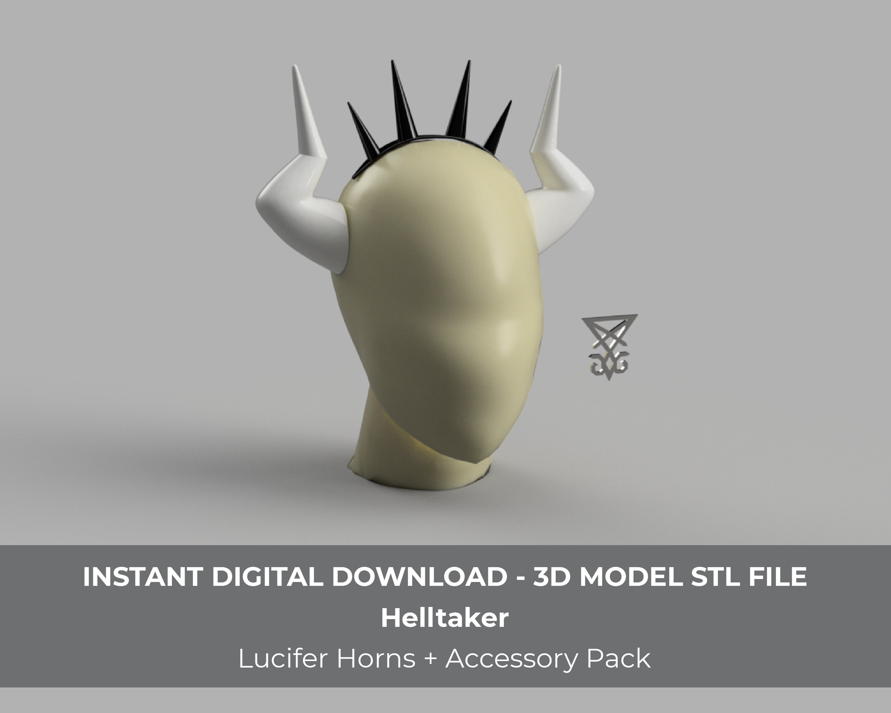 Helltaker Lucifer Cosplay Horns + Accessories 3D Model STL File