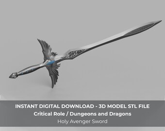 Critical Role D&D Holy Avenger 4.5' long Cosplay Sword 3D Model STL File