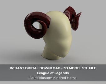 League of Legends LoL Spirit Blossom Kindred Cosplay Ram Horns 3D Model STL File