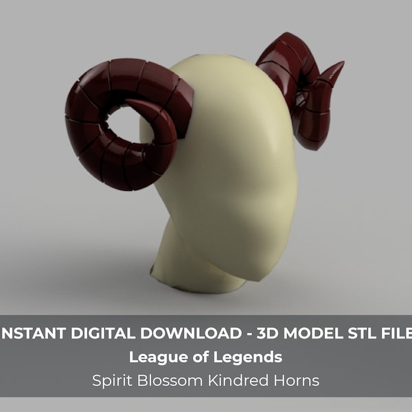 League of Legends LoL Spirit Blossom Kindred Cosplay Ram Horns 3D Model STL File