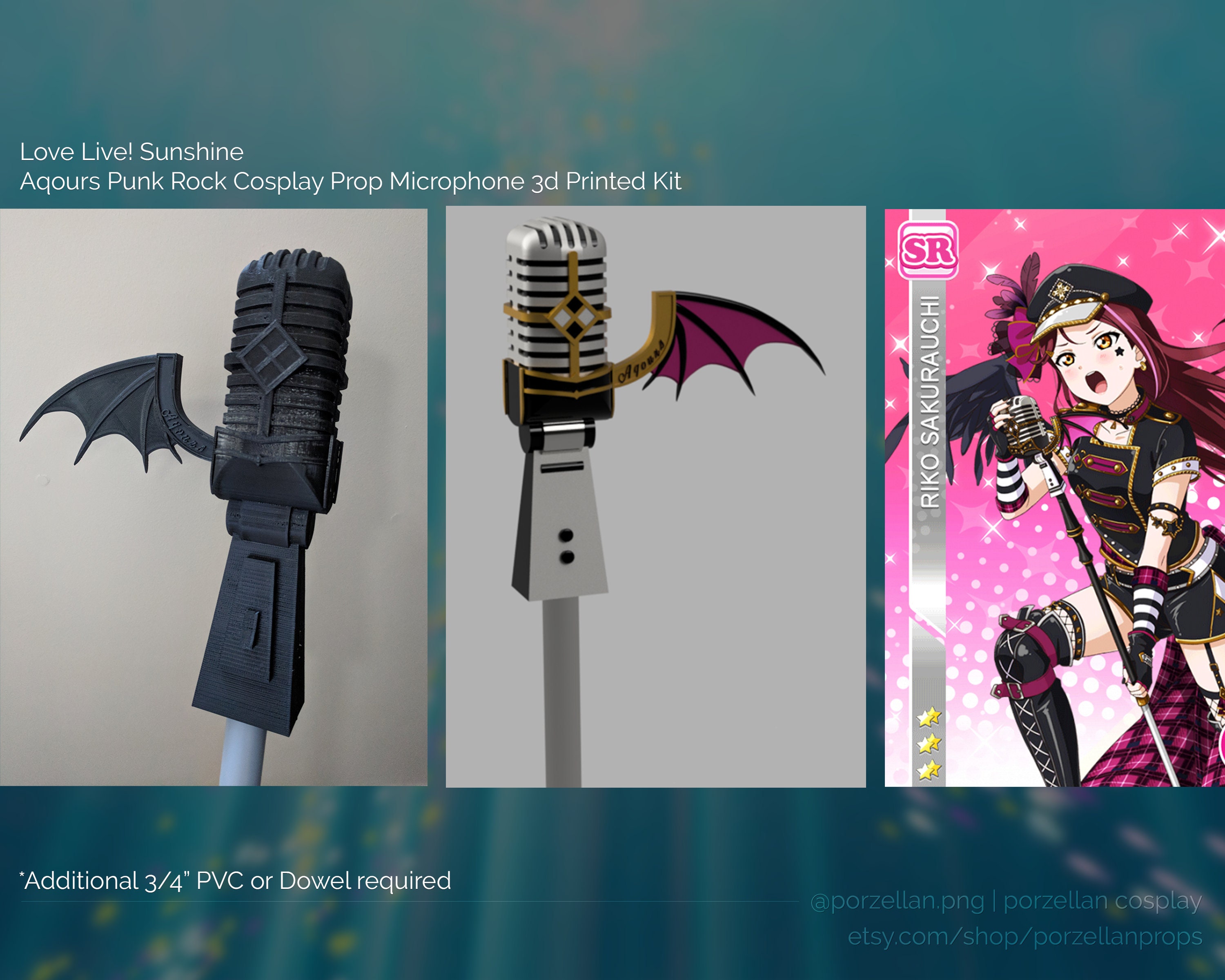 Love Live Sunshine Aqours Punk Rock Cosplay Prop Microphone Etsy