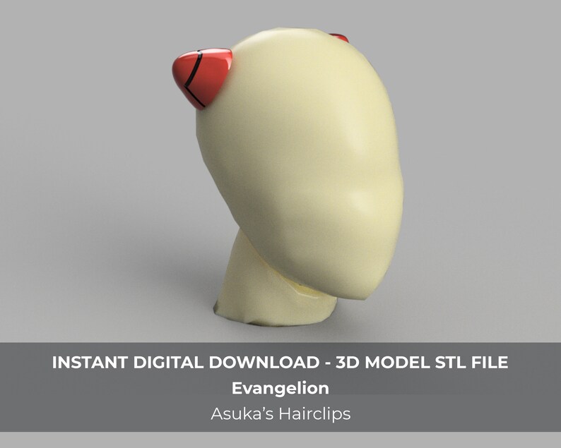 Asuka Evangelion Hair Clips Model STL File Etsy