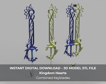 Kingdom Hearts Sora and Riku's Combined Keyblade 3D Model STL File