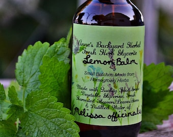 Lemon Balm Herbal Glycerite (Melissa officinalis) Wellness for Calming, Digestion, Immune Boosting, Stress, Sleep, Anxiety & Inflammation