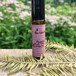 Essential Oil Headache Blend Roller w/ Rosemary, Tea Tree, Peppermint & Eucalyptus in Balsam Fir Infused Organic Sunflower Oil for sinuses