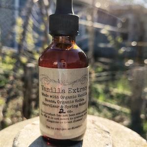Vanilla Extract Homemade with Organic Vanilla Beans, Organic Vodka, Everclear & Spring Water 1, 2 or 4 oz dropper bottle