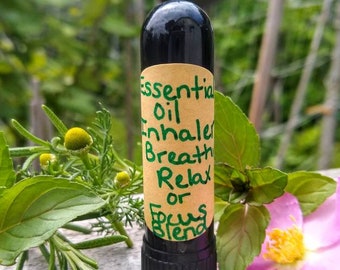 Essential Oil Inhalers Choose Breath Easier, Relaxing, Focus, Headache, Nausea or Ease Anxiety Blend Aromatherapy