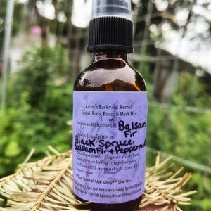 Peppermint, Black Spruce & Balsam Fir Facial, Mask or Room Spray Mist for breathing, uplifting, relaxing, moisturizing and aromatherapy