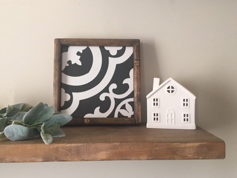 Black and white wall art tile art framed tile farmhouse | Etsy