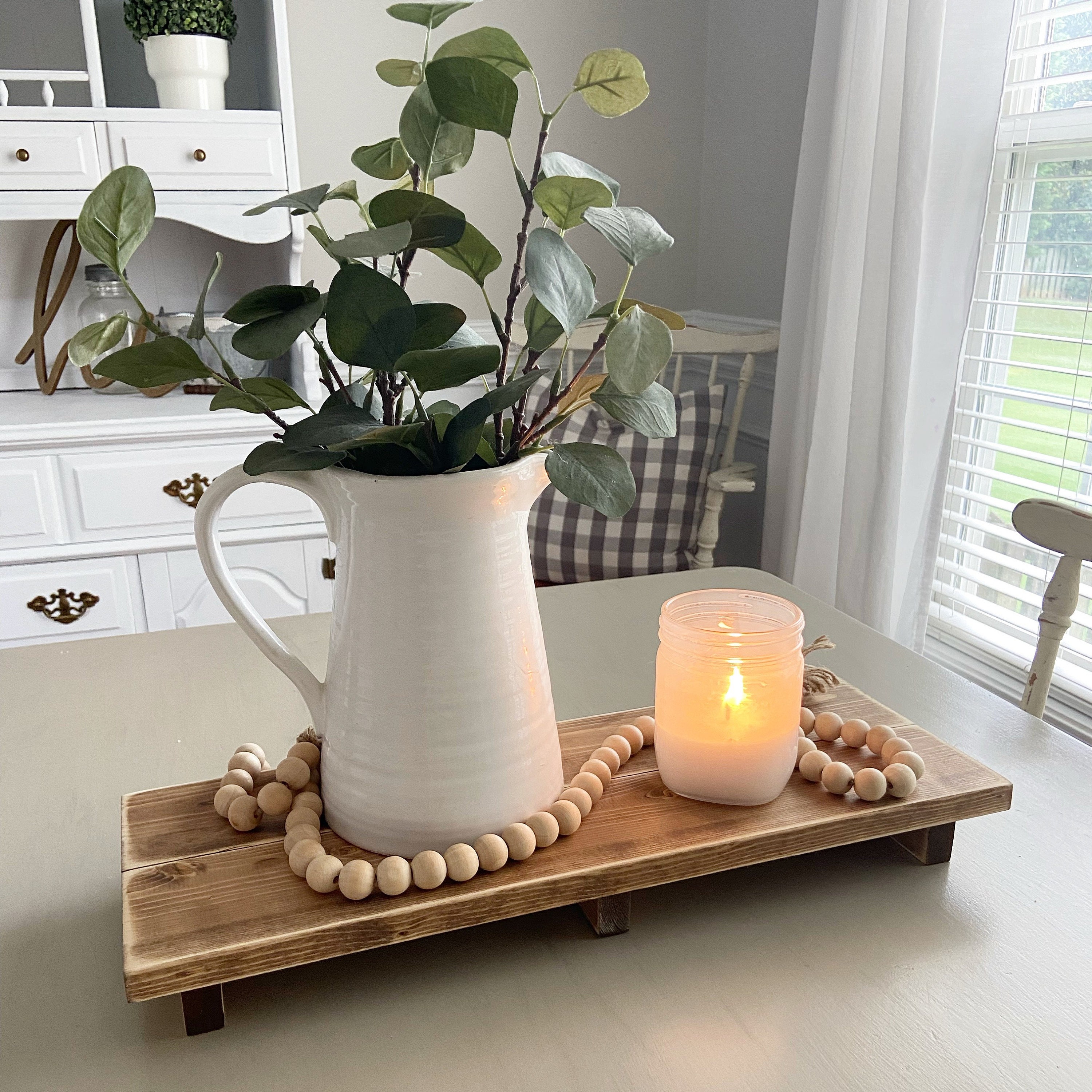 FarmhouseWooden Riser Farmhouse Style Dining table decor Etsy