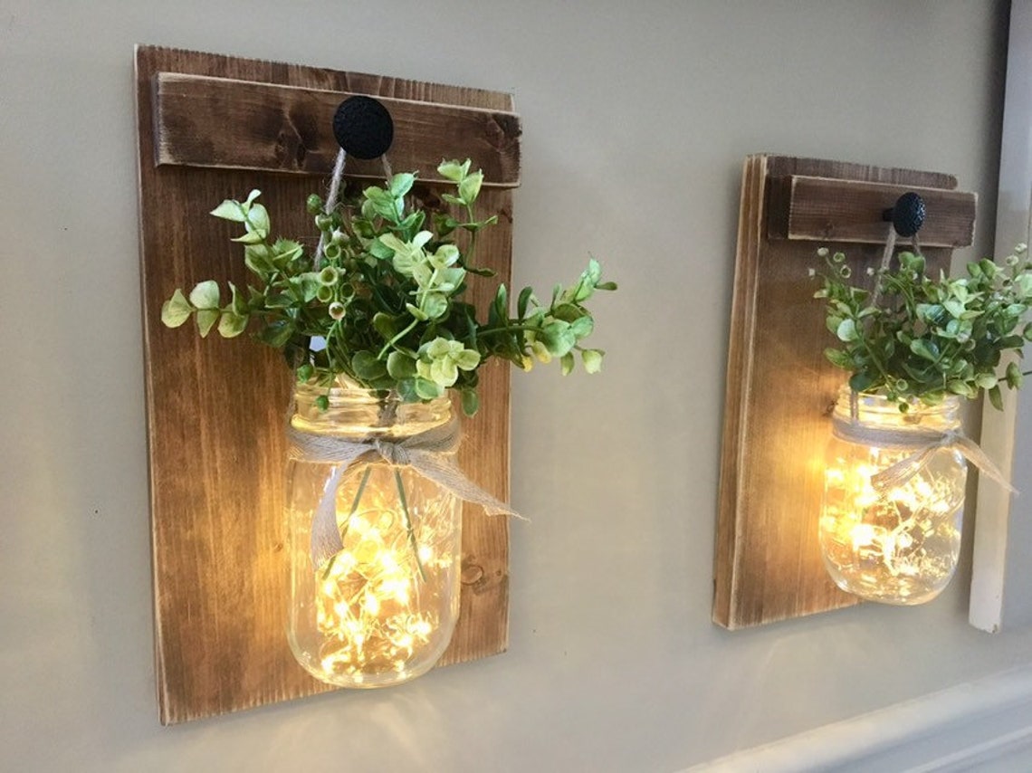 Set of 2 Sconces Wall Decor Wall Sconce Lighted Sconce Etsy