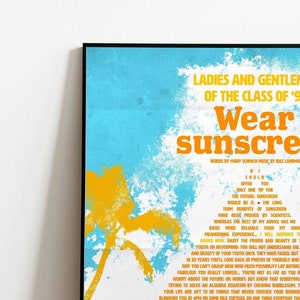 WEAR SUNSCREEN, A1 Art poster print, Unframed