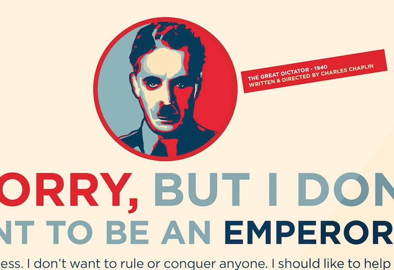The Great Dictator, Speech, Charlie Chaplin, A1 Poster Print,unframed ...