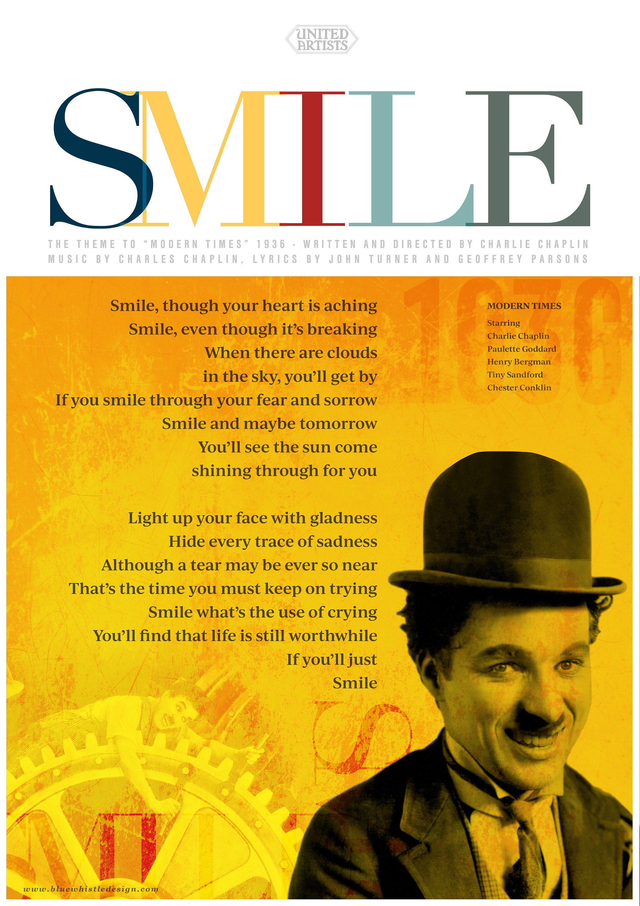 Charlie Chaplin SMILE lyrics A3 Art poster print | Etsy