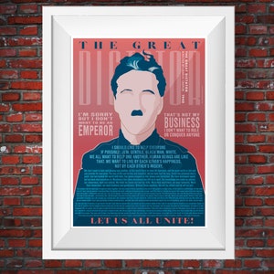The Great Dictator, Speech, Charlie Chaplin, A3 Art poster print, NEW DESIGN, Unframed