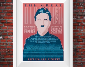 Charlie Chaplin 'The Great Dictator' Speech Art Print, A1-poster, Great Wall-kunst, filmposter