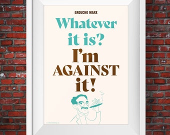 グルーチョ・マルクスの名言プリント、おもしろホームスタイルポスター、A3サイズ（フレームなし）