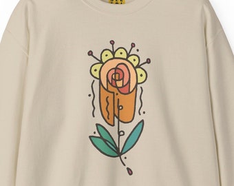 Surreal Abstract Rose Flower Sweatshirt, Whimsical Mosaic Gift for Creative Tattoo Mom Best Friend, Modern Floral Art Pullover Sweater