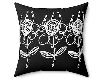 White Flowers Pattern Single Sided Pillow, Gift for Artist Mother Mom Mama Daughter, Floral Abstract Art, New Housewarming Decor Halloween