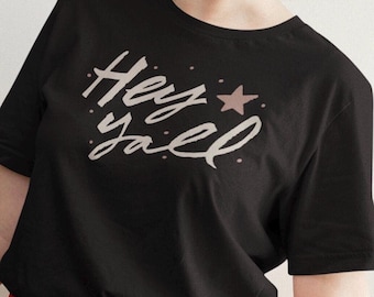 Womens Hey Yall Western Tee, Southern Greeting Hello T-shirt, Cowboy or Cowgirl Gift, Country Drawl Saying Tee, Premium Comfort Colors