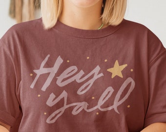 Hey Yall Western Southern Cowgirl Tee Shirt, Gift for Husband Wife Best Friend Tennessee Alabama Yeehaw Trip Vacation, Unisex Viral Top