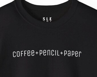 Coffee Pencil Paper Sweatshirt, Content Creator Gift for Artist Influencer Writer Teacher Mom Best Friend, Trendy Popular Pullover Sweater