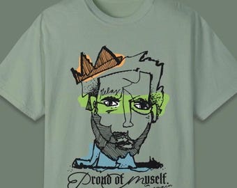 Proud of Myself Abstract Again Portrait Tee Shirt, Gift for Artist Friend Son Daughter Dad Mom, Trendy Colorful Hip Line Drawing Face Tshirt