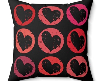 Cute Hearts Pattern Pillow, Hearts Pillow, Red Hearts Pillow, Red Accent Pillow, Love Pillow, Bestie Pillow, Romantic Pillow, Cuddle Pillow