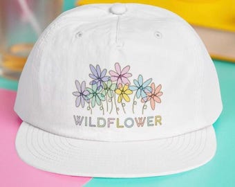 Wildflower Colorful Bouquet Nylon Surf Cap, Gift for Husband Wife Vacation Outdoor, Summer Hat Hiking Wear, Stylish Accessory Rainbow Flower