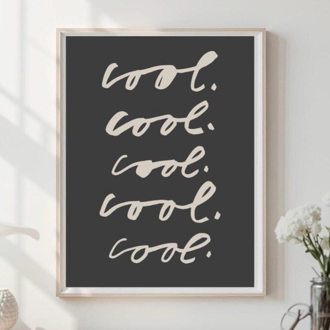 Cool Handwritten Script Grey Wall Art Poster, Unique Modern Artwork ...