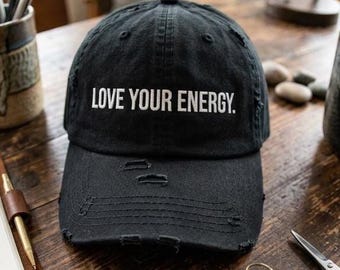 Love Your Energy Embroidered Hat, Funny Dad Cap Sassy Joke Accessory Gift for Her Him Mom, Distressed Adjustable Sarcastic Rude Casual Wear