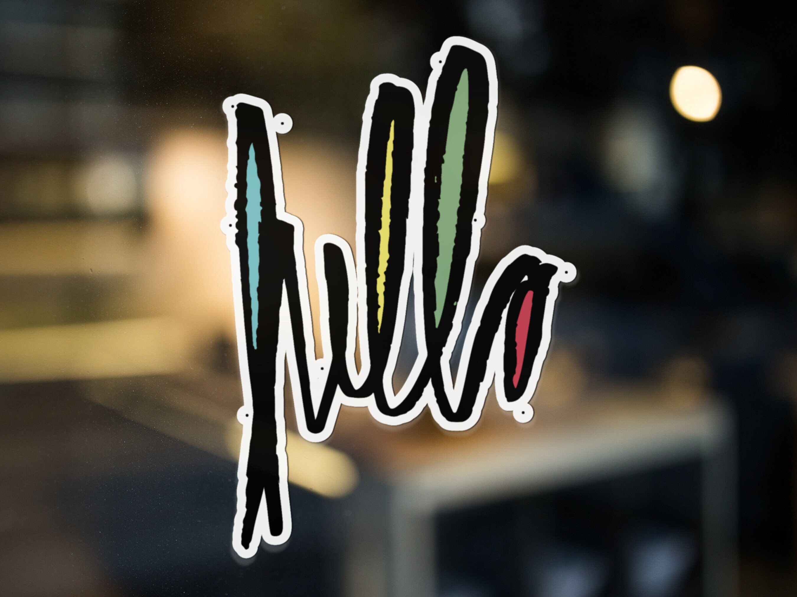 Colorful Hello Decal Sticker, Gift for Son Kid Her Him Mom Dad Fun ...