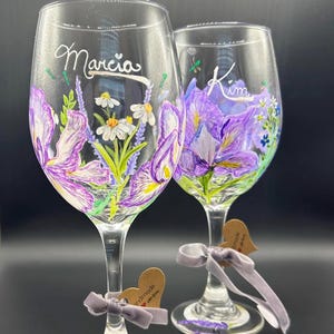 Handgeschilderd wijnglas, Gepersonaliseerde wijnglazen, Handgeschilderd glaswerk