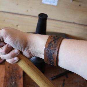 Leather Cuff with Norse Design
