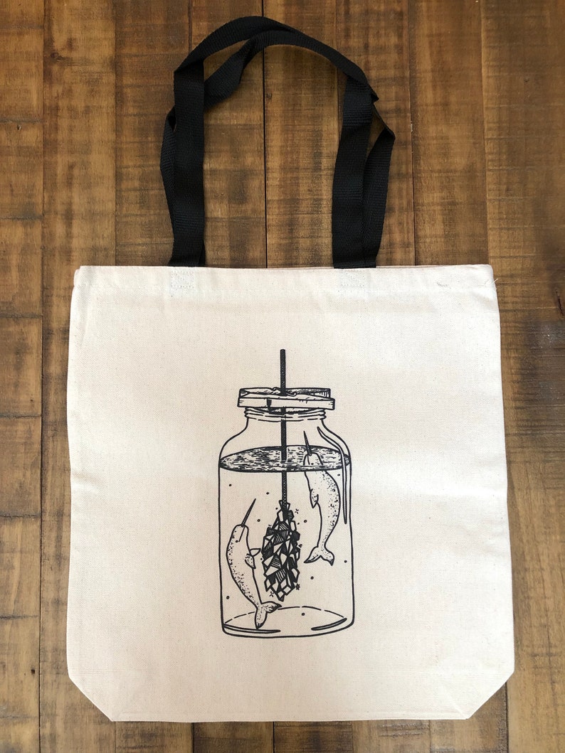 Whales Narwhal Whale Canvas Bag Backcountry Ink Direct to Garment Eco Friendly Narwhal Canvas Bag Sea Rock Candy Whale Canvas Bags