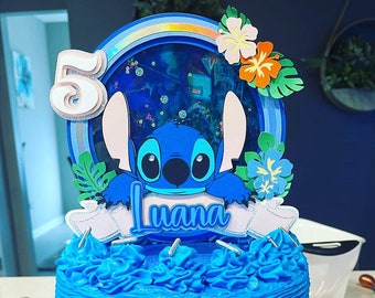 Disney CAN o & Stitch Cake Topper pour fête d'anniversaire, papier Stitch,  décoration de gâteau Chi pour enfants, ensemble de 8 pièces