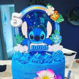  25 adornos para tartas de Lilo y Stitch color rosa