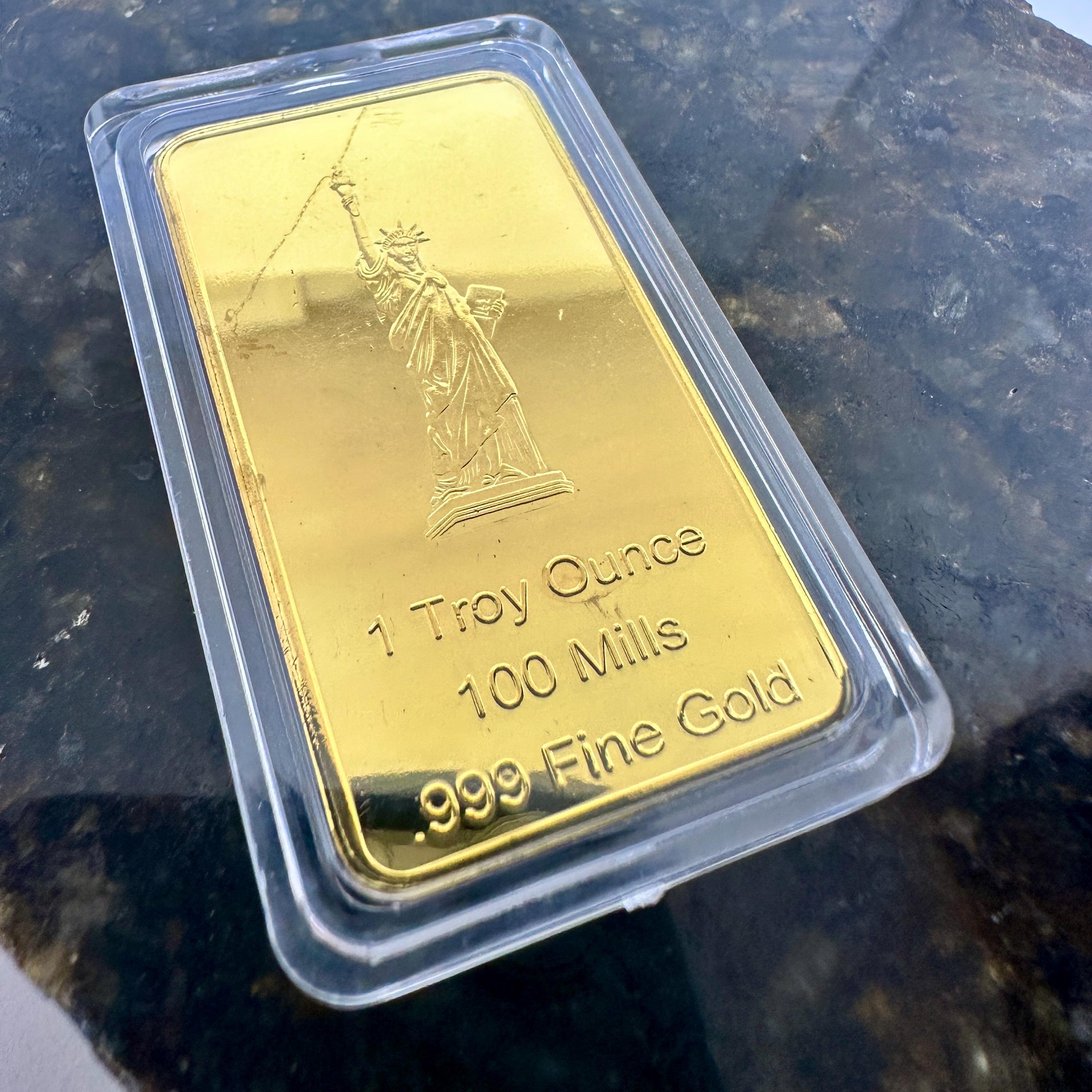 1オンス アメリカンゴールドバー レプリカ 自由の女神像 - 金メッキ地