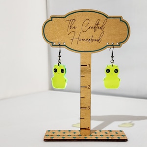 Whimsical Fluorescent Green Creature Earrings