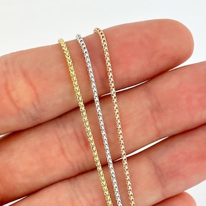 1mm 14k Solid Gold Franco Diamond Cut Chain Necklace 16&quot;-30&quot; Italian Chain