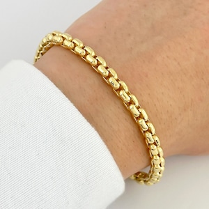 5mm Round Box Bracelet Solid 14k Yellow Gold Box Bracelet Solid Links