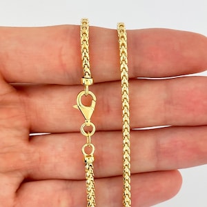 2.5mm Franco Solid 14k Gold Diamond Cut Franco Chain Necklace Real Italian Gold