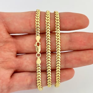 3mm Solid 14k Gold Miami Cuban Link Chain Necklace Real Italian Gold