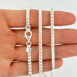 3mm Franco 925 Sterling Silver Italian Solid Chain Square Franco