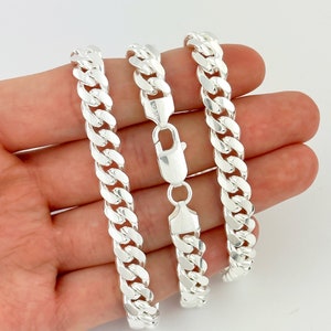 925 Solid Miami Cuban Sterling Silver Chain Italian Heavy Curb Necklace