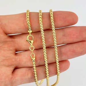 Solid 14k Yellow Gold Italian Franco Chain Diamond Cut Necklace Italian Necklace